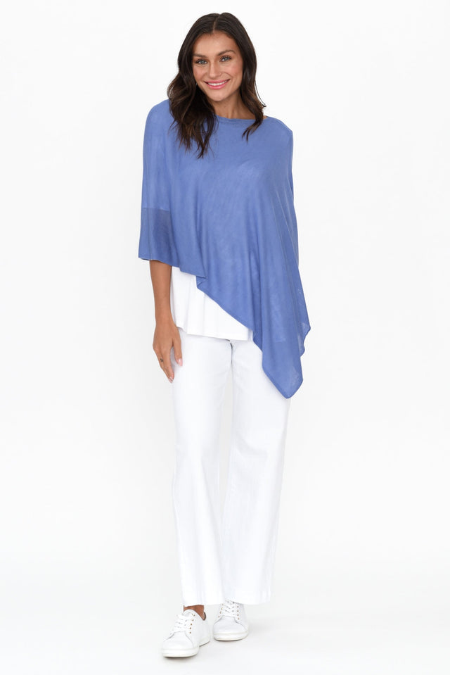 Carrie Blue Cashmere Bamboo Poncho