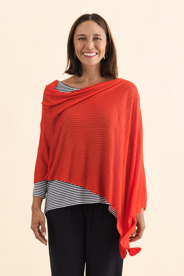 Carrie Red Cashmere Bamboo Poncho