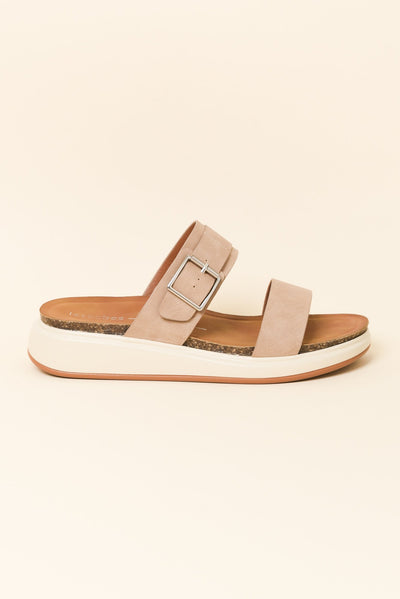 Carta Taupe Platform Buckle Slide