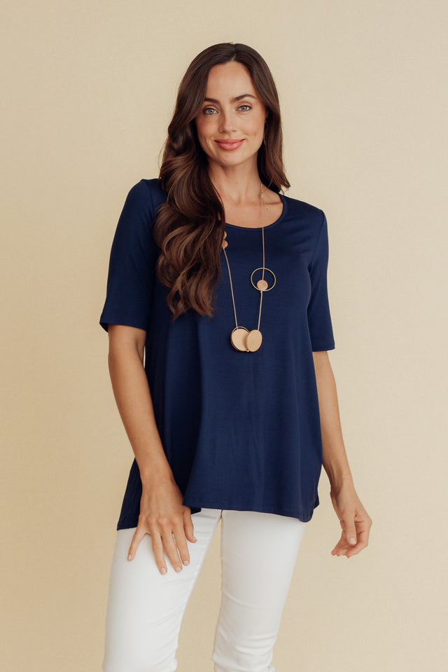 Carter Navy Bamboo Tunic Top