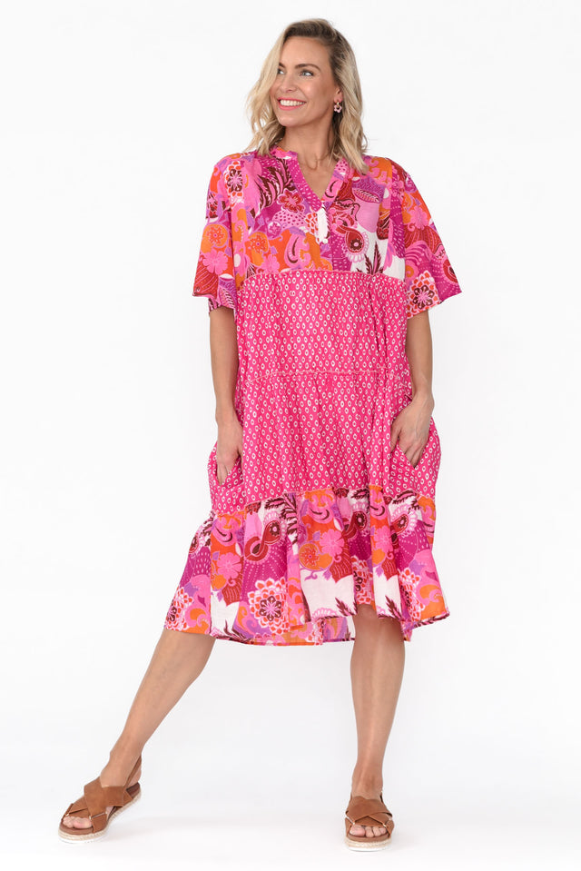 Castaway Pink Tropical Cotton Dress
