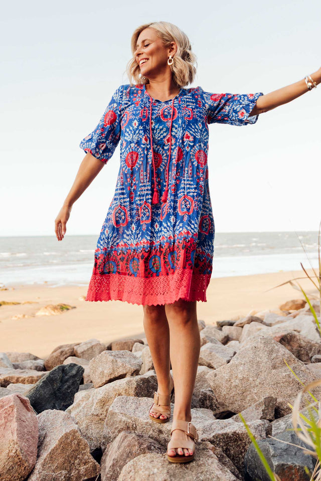 Cayman Blue Motif Cotton Tunic Dress image 1