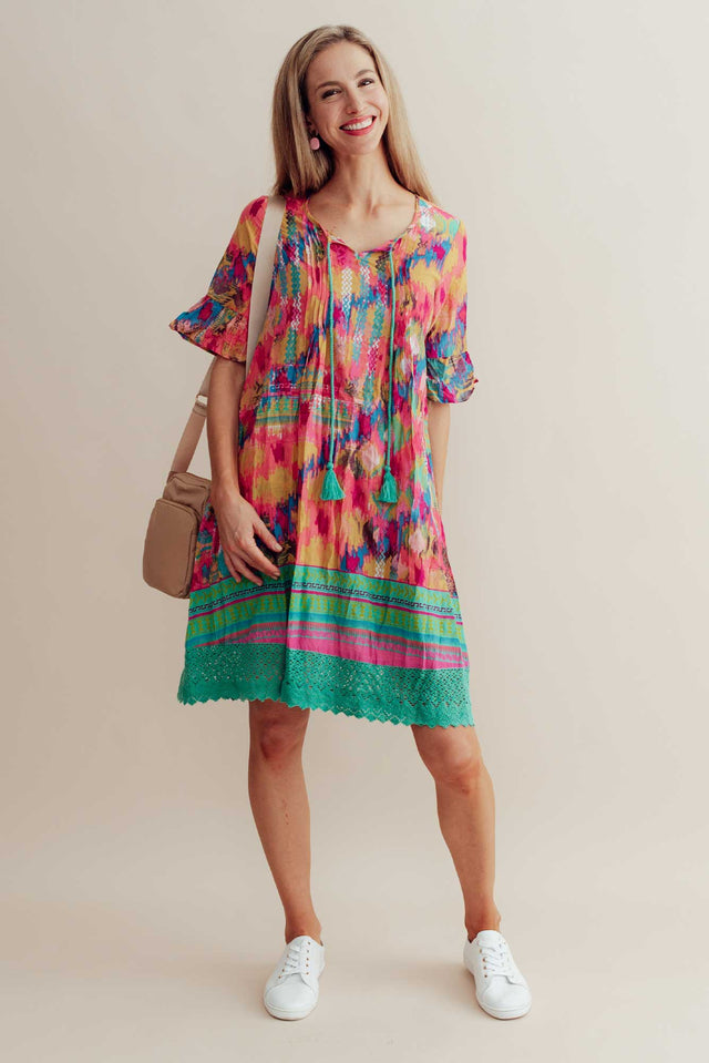 Cayman Pink Mosaic Cotton Tunic Dress