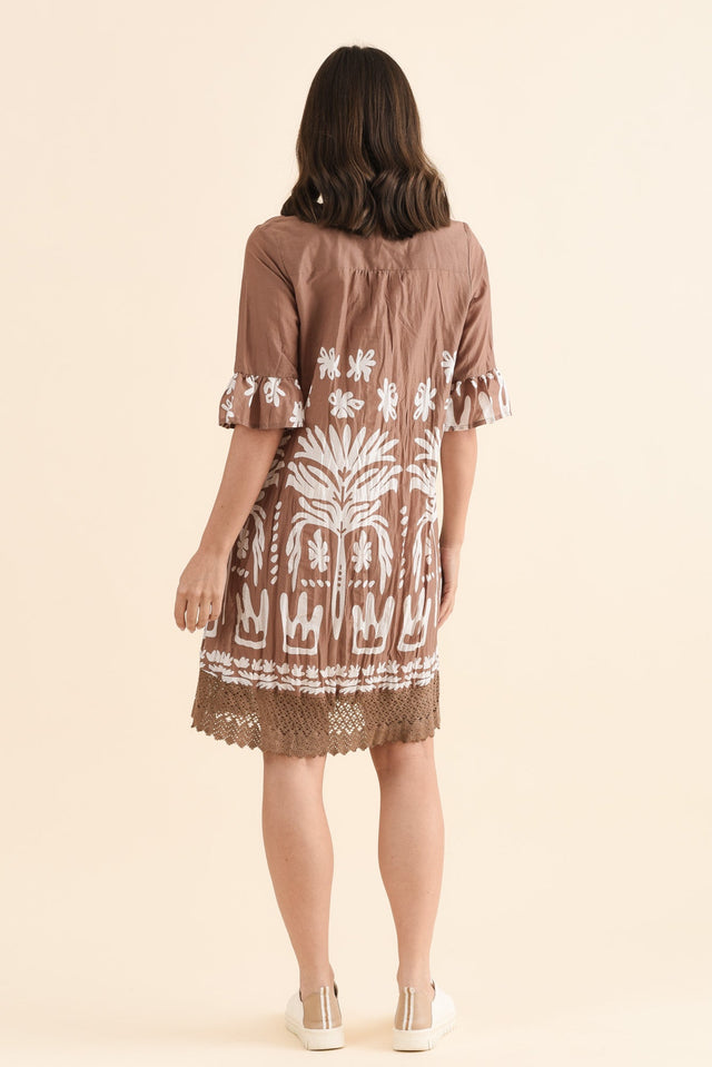 Cayman Mocha Beach Cotton Tunic Dress,Back,Brunette model,alt text|model:MJ image 4