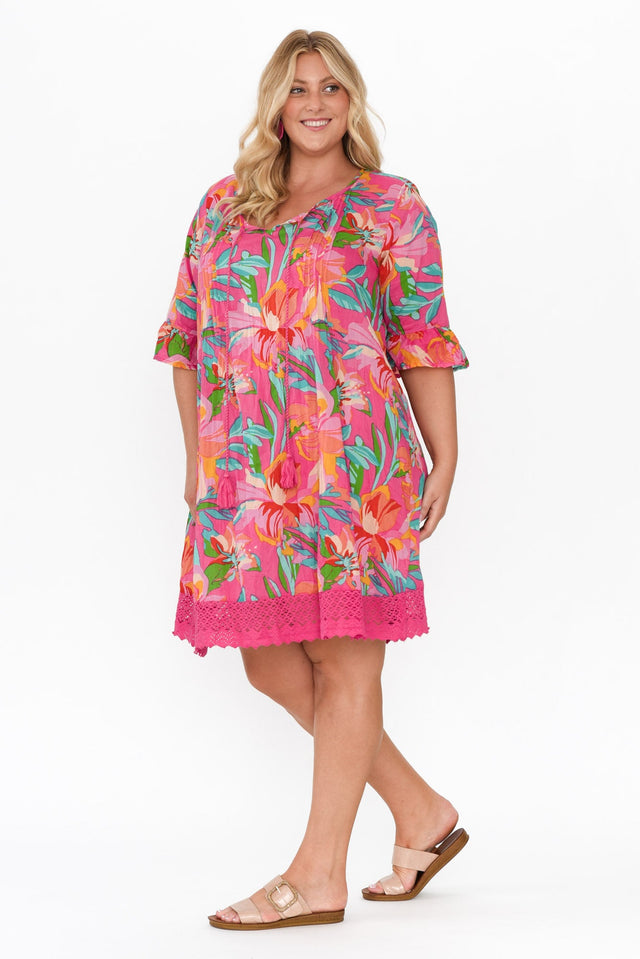 Cayman Pink Hawaiian Cotton Tunic Dress