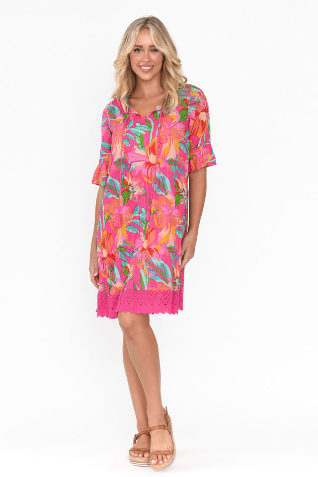 Cayman Pink Hawaiian Cotton Tunic Dress image 3