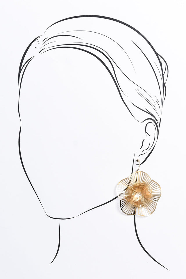 Caz Gold Flower Drop Earrings image 2