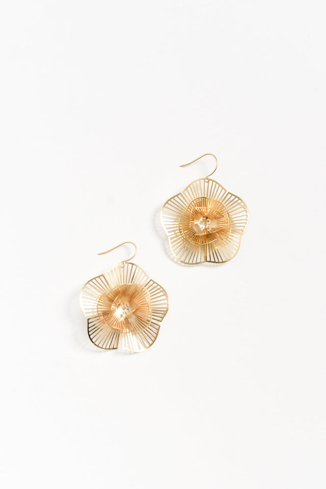 Caz Gold Flower Drop Earrings image 1