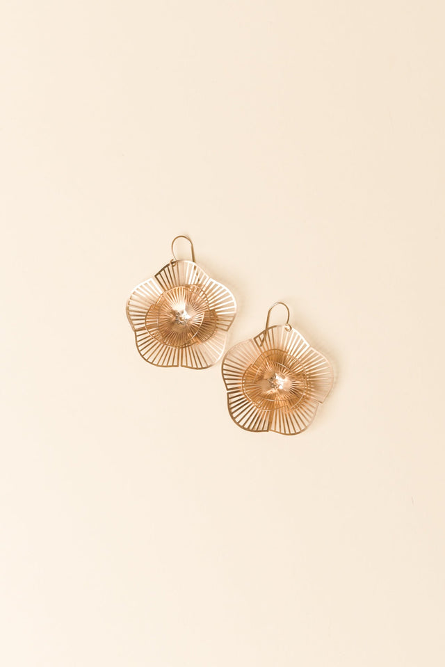 Caz Gold Flower Drop Earrings image 1