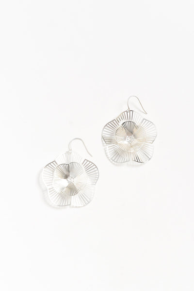 Caz Silver Flower Drop Earrings