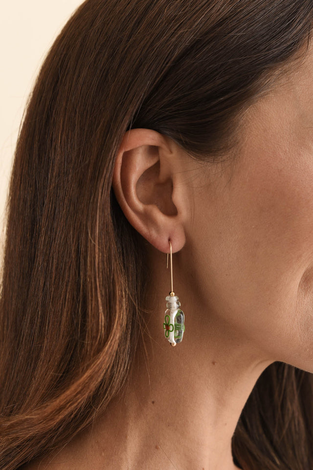 Celia Green Flower Glass Hook Earrings image 2