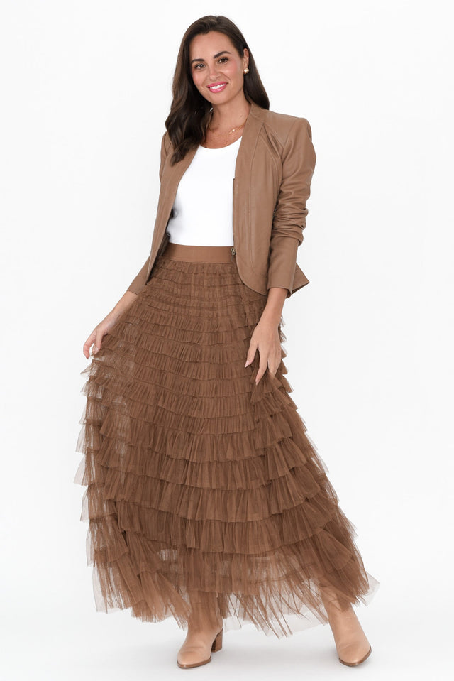 Chance Brown Tulle Maxi Skirt image 4
