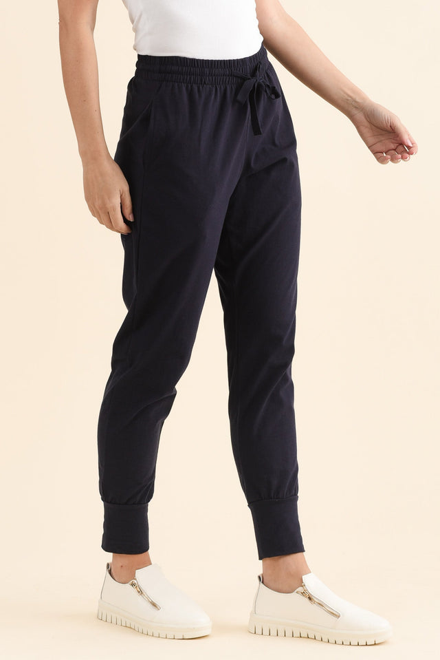 Chandler Navy Cotton Drawstring Pants image 3