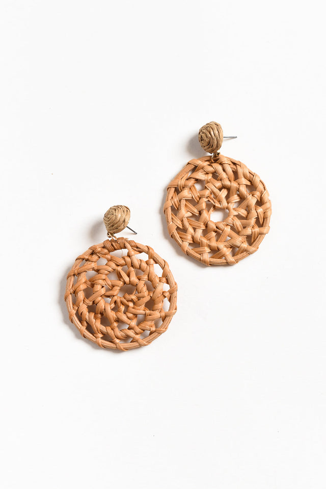 Chandra Tan Rattan Disc Earrings image 1