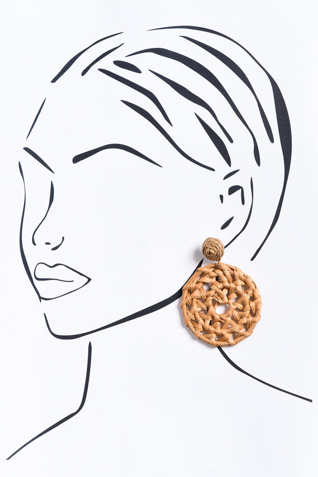 Chandra Tan Rattan Disc Earrings