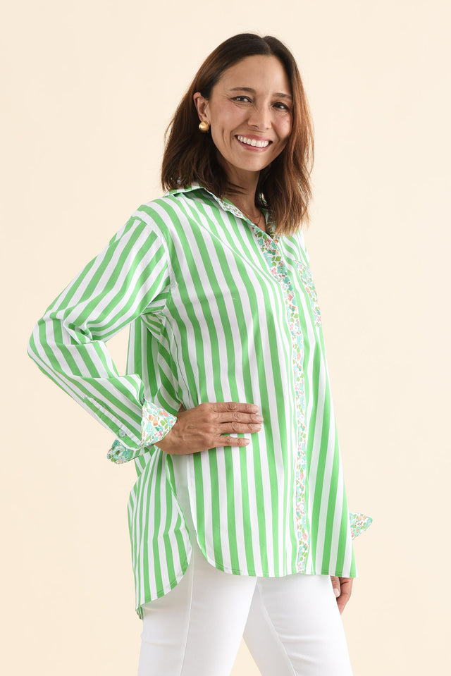 Charleston Green Floral Stripe Cotton Shirt image 3