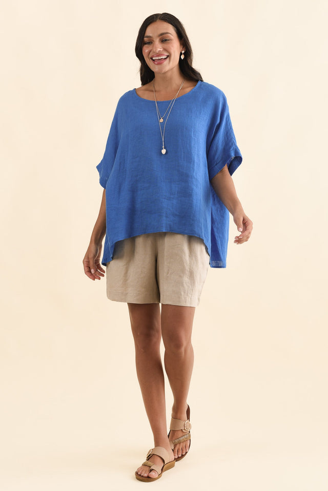 Nirah Beige Linen Pocket Shorts,Brunette model,alt text|model:Brontie image 8