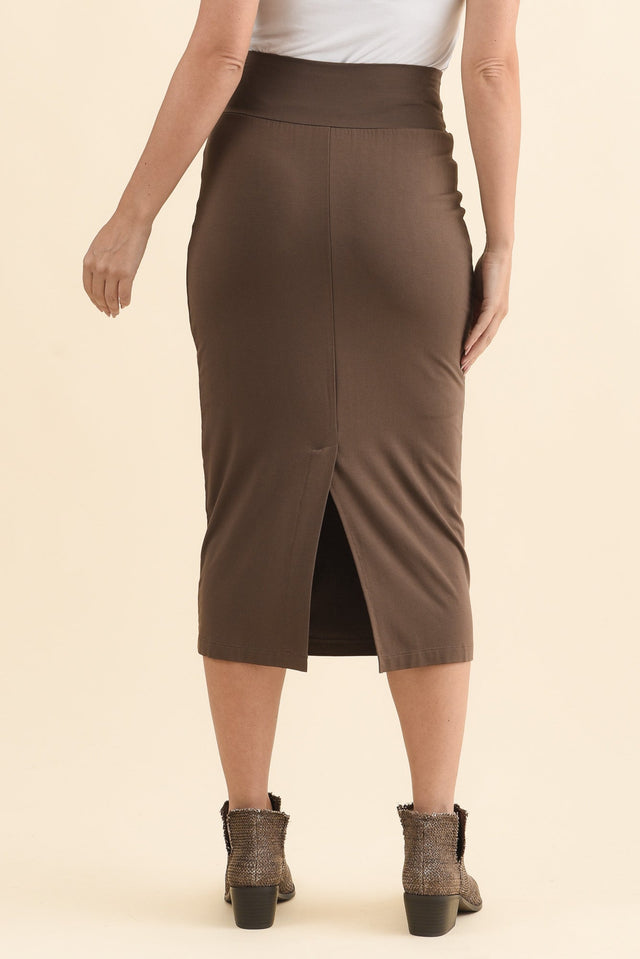 Chocolate Bamboo Maxi Tube Skirt,Brunette model,alt text|model:MJ image 5