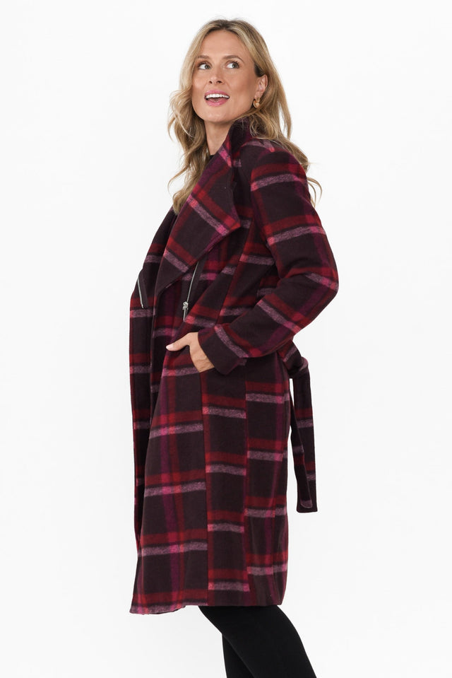 Choose You Red Check Tie Coat