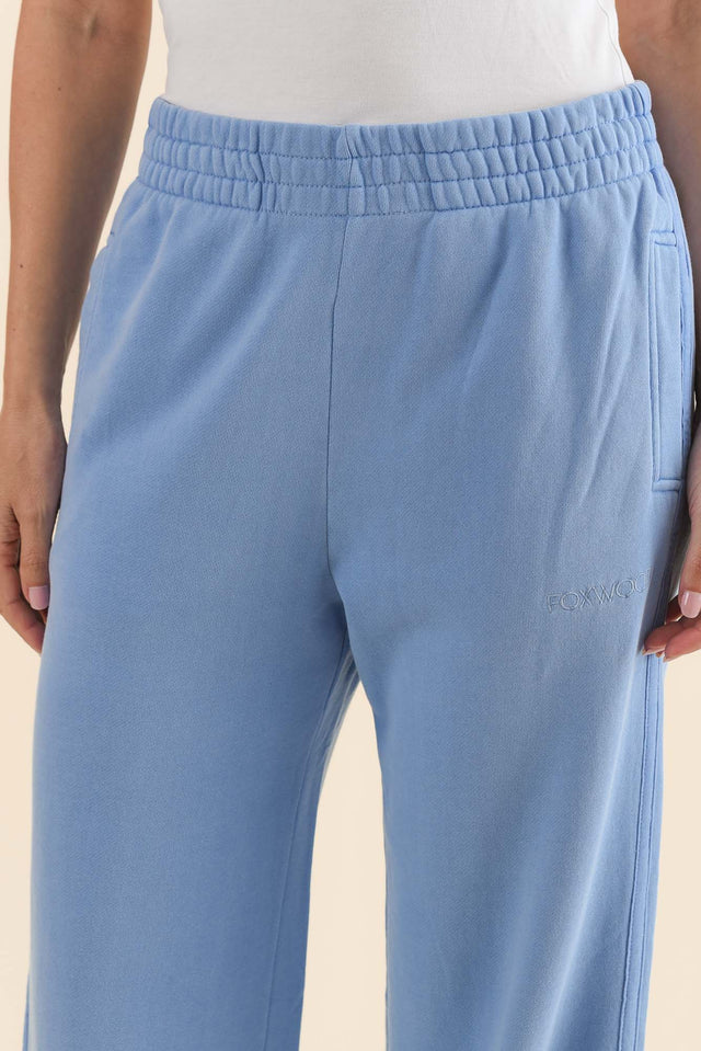 Classic Blue Cotton Split Sweatpants,Detail,Brunette model,alt text|model:MJ image 5