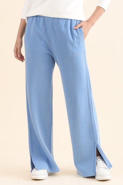 Classic Blue Cotton Split Sweatpants