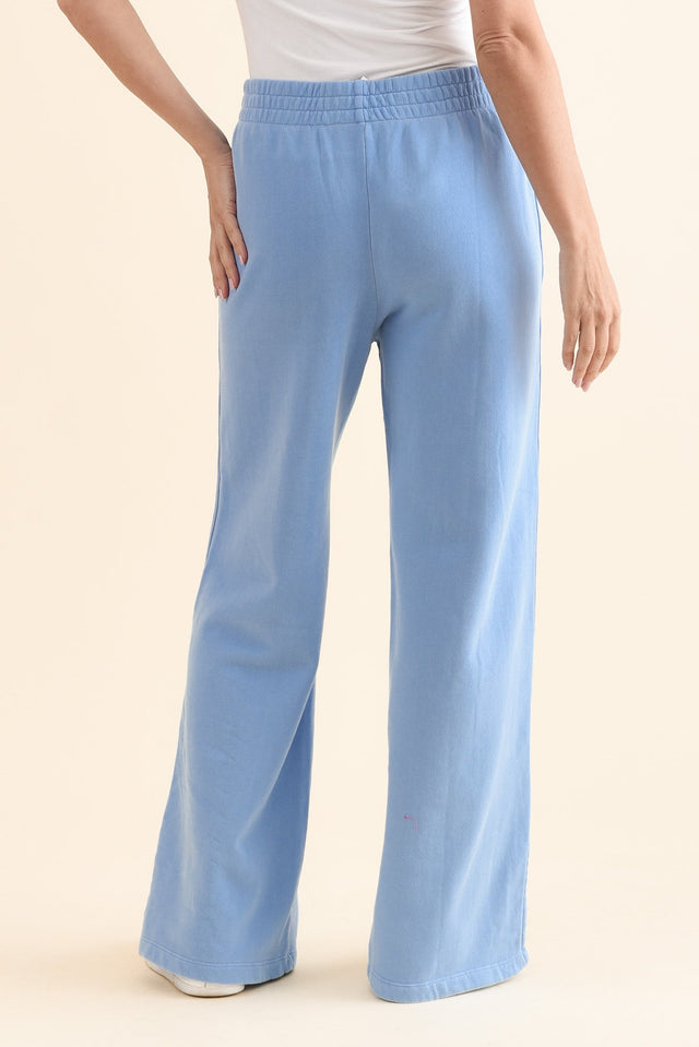 Classic Blue Cotton Split Sweatpants,Back,Brunette model,alt text|model:MJ image 4