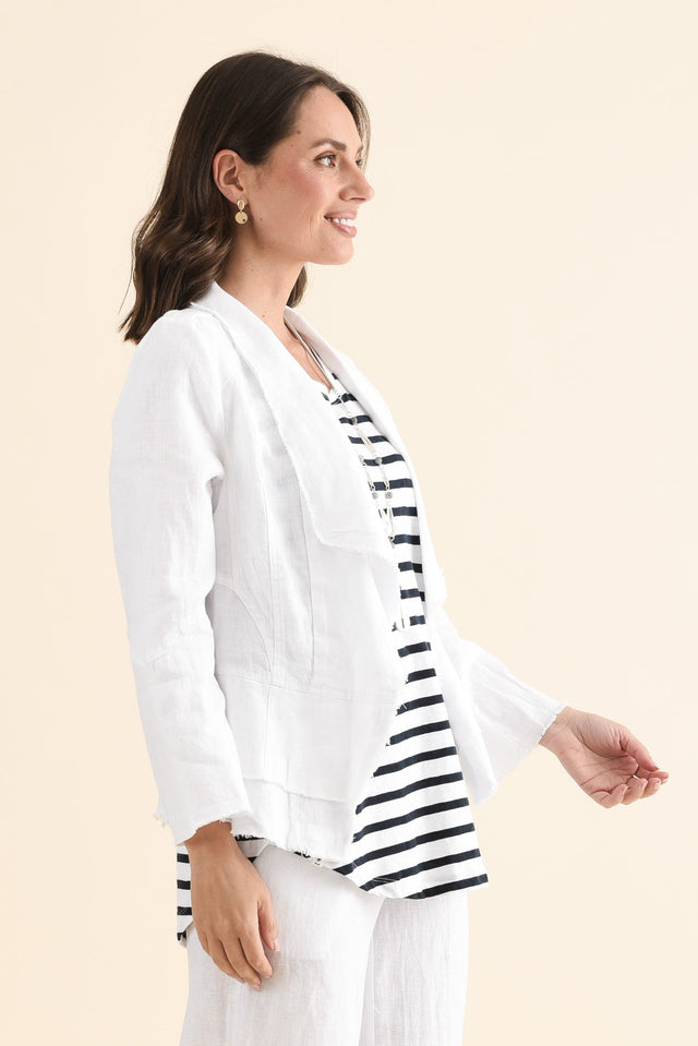 Clifford White Linen Frayed Jacket image 3