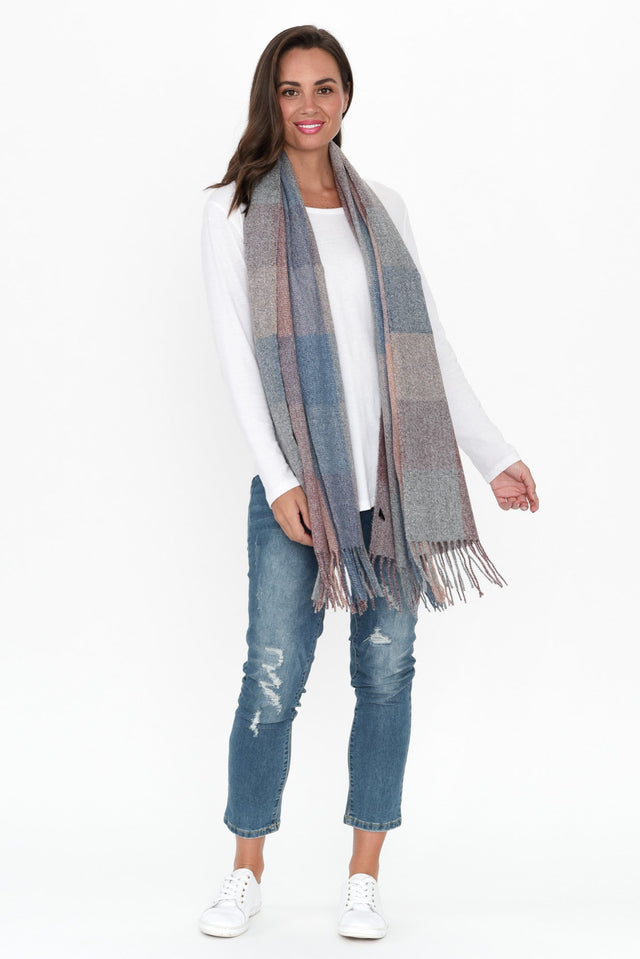 Coda Brown Check Tassel Scarf