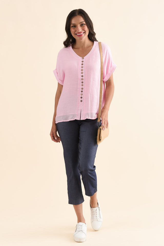 Cody Blue Denim Stretch Capri Pants,Full Body,Brunette model,alt text|model:Brontie image 6