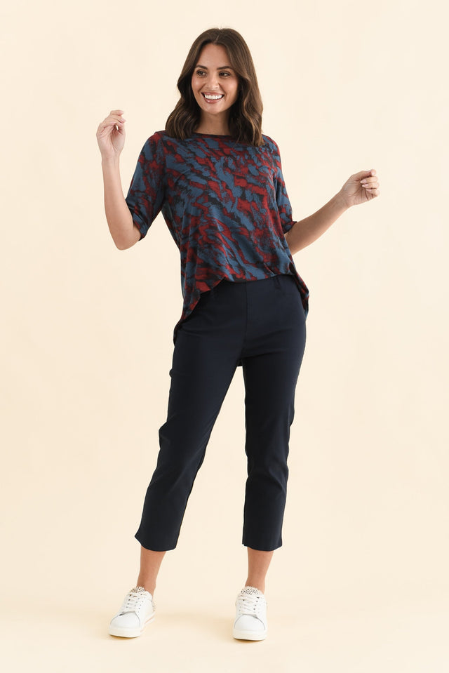 Cody Navy Stretch Capri Pants,Brunette model,alt text|model:MJ image 7