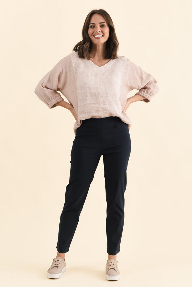 Cody Navy Stretch Pants,Brunette model,alt text|model:MJ image 8