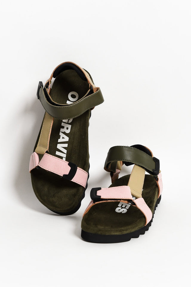 Cohen Khaki Leather Velcro Sandal