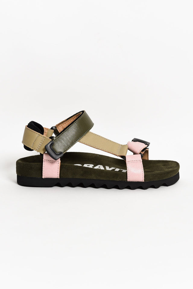 Cohen Khaki Leather Velcro Sandal