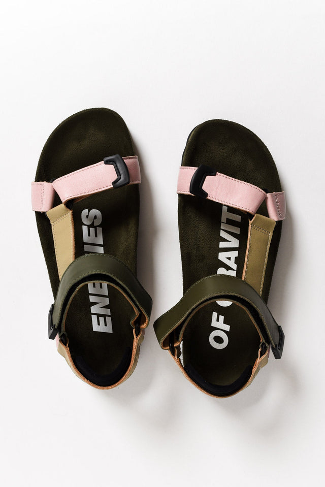 Cohen Khaki Leather Velcro Sandal