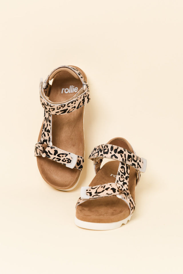 Cohen Tan Leopard Leather Velcro Sandal