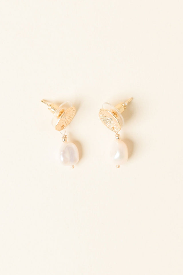 Cole Gold Pearl Drop Earrings image 1