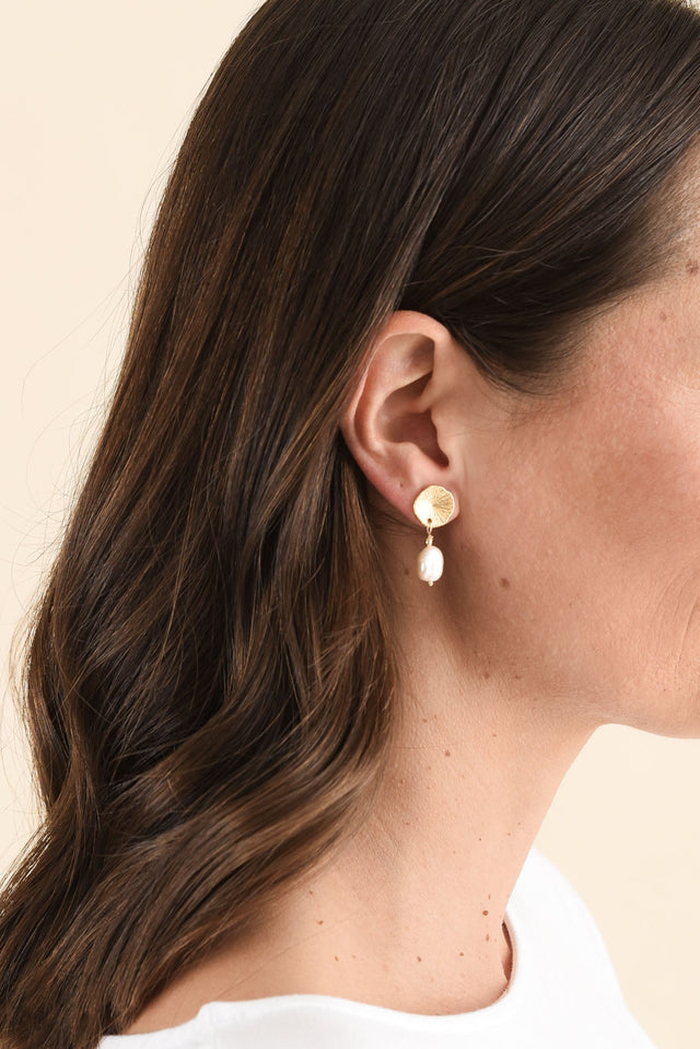 Cole Gold Pearl Drop Earrings