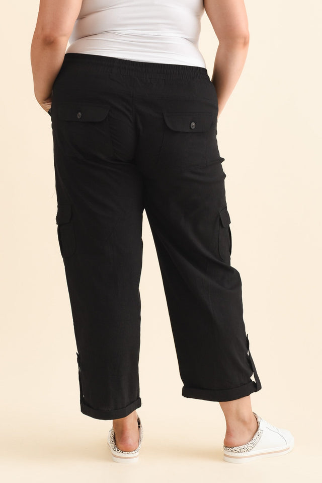 Colette Black Cargo Pants,Brunette model,alt text|model:Gabby image 13