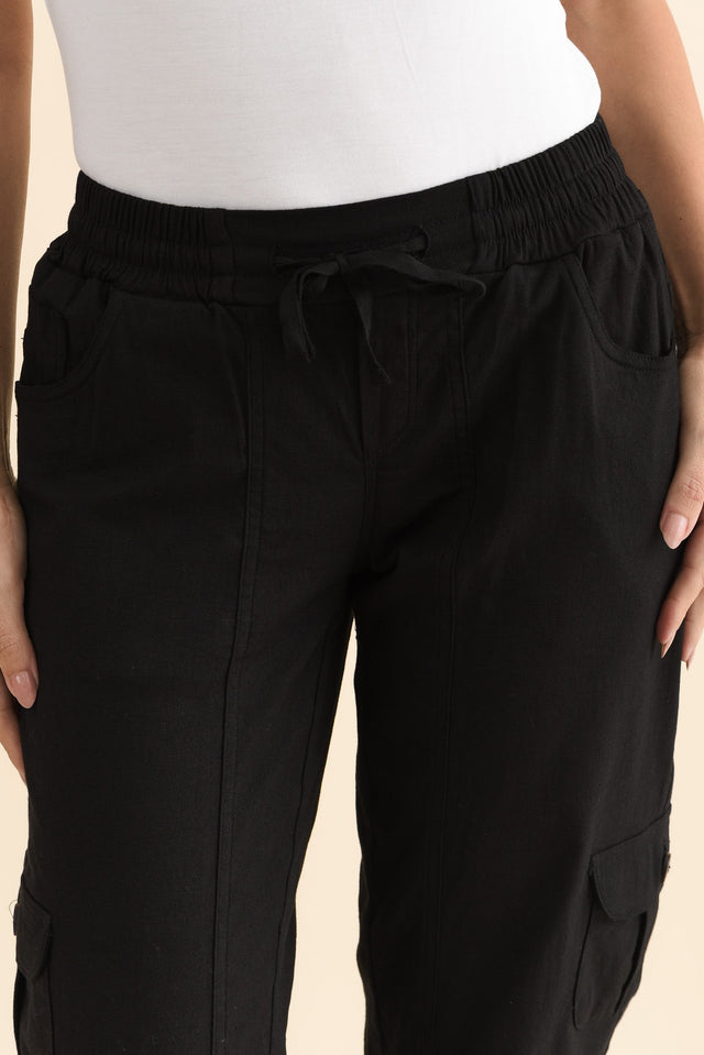 Colette Black Cargo Pants,Brunette model,alt text|model:MJ image 7