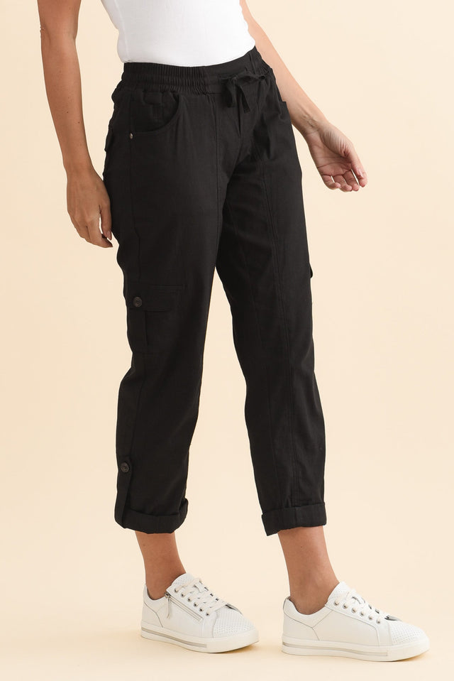 Colette Black Cargo Pants,Brunette model,alt text|model:MJ image 5