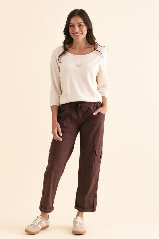 Colette Chocolate Cargo Pants,Full Body,Brunette model,alt text|model:Brontie image 7