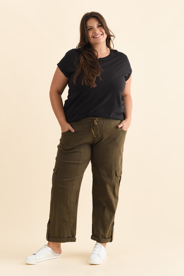 Colette Khaki Cargo Pants,Brunette model,alt text|model:Gabby image 11