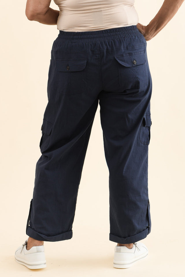 Colette Navy Cargo Pants,Back,Brunette model,alt text|model:Pilita image 13