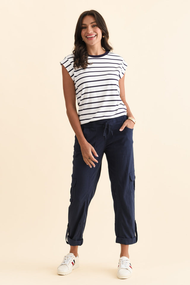 Colette Navy Cargo Pants,Brunette model,alt text|model:Brontie image 4