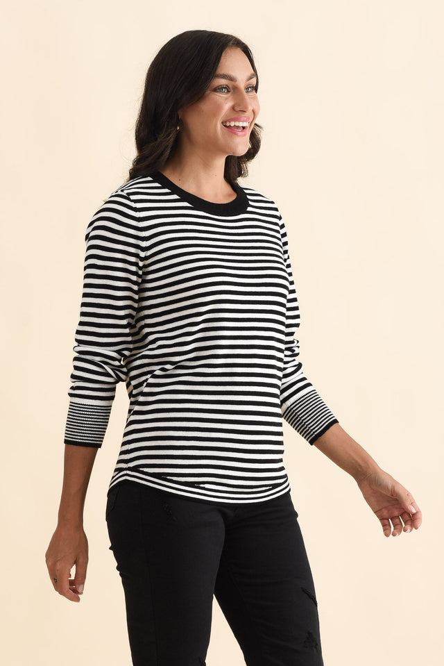 Colorado Black Stripe Knit Top,Brunette model,alt text|model:Brontie image 4