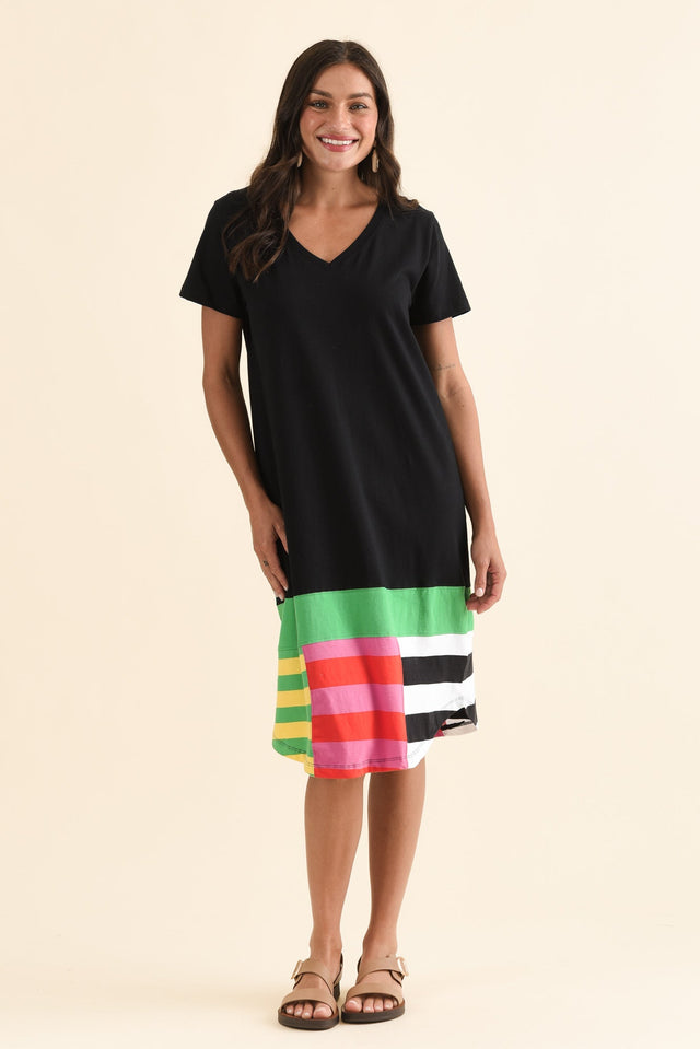 Copacabana Black Tonal Cotton Dress,Full Body,Brunette model,alt text|model:Brontie