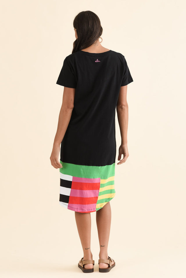 Copacabana Black Tonal Cotton Dress,Back,Brunette model,alt text|model:Brontie image 4