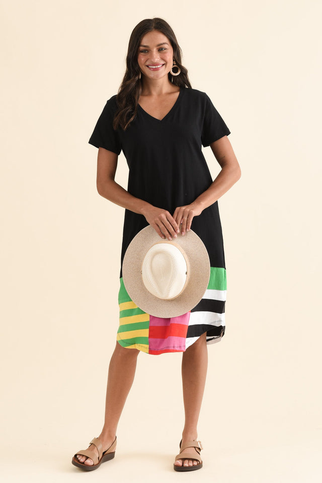 Copacabana Black Tonal Cotton Dress,Front,Brunette model,alt text|model:Brontie