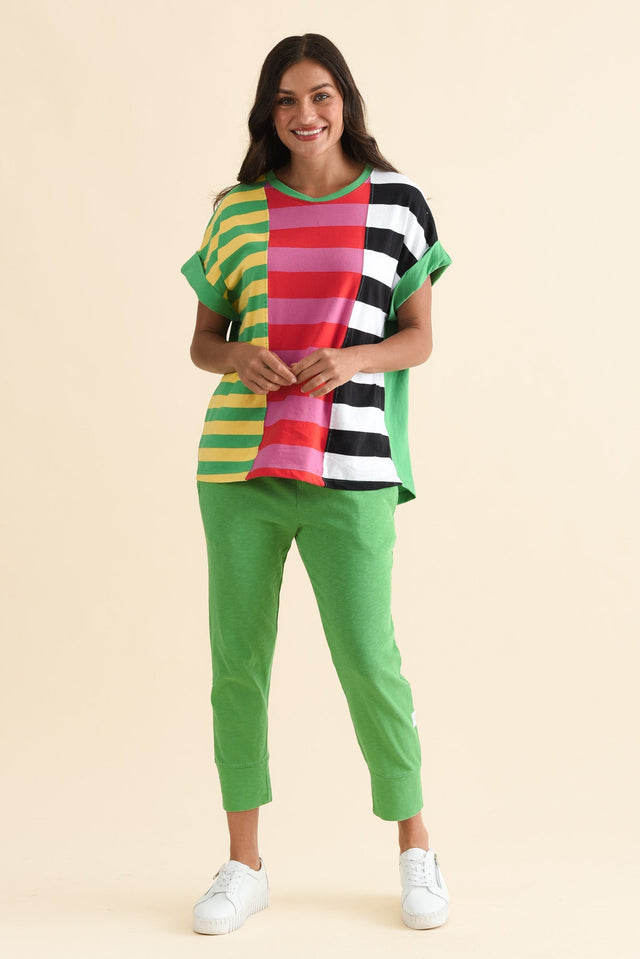 Copacabana Multi Stripe Cotton Tee,Full Body,Brunette model,alt text|model:Brontie image 6