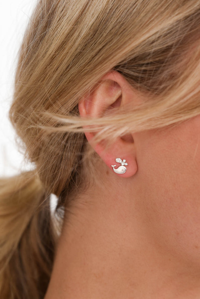 Cori Silver Whale Stud Earrings image 1